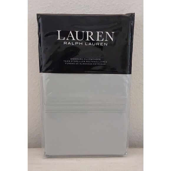 Ralph Lauren SPENCER SOLID SATEEN Green SAGE Cotton Two 2 Standard Pillowcases - Picture 1 of 9